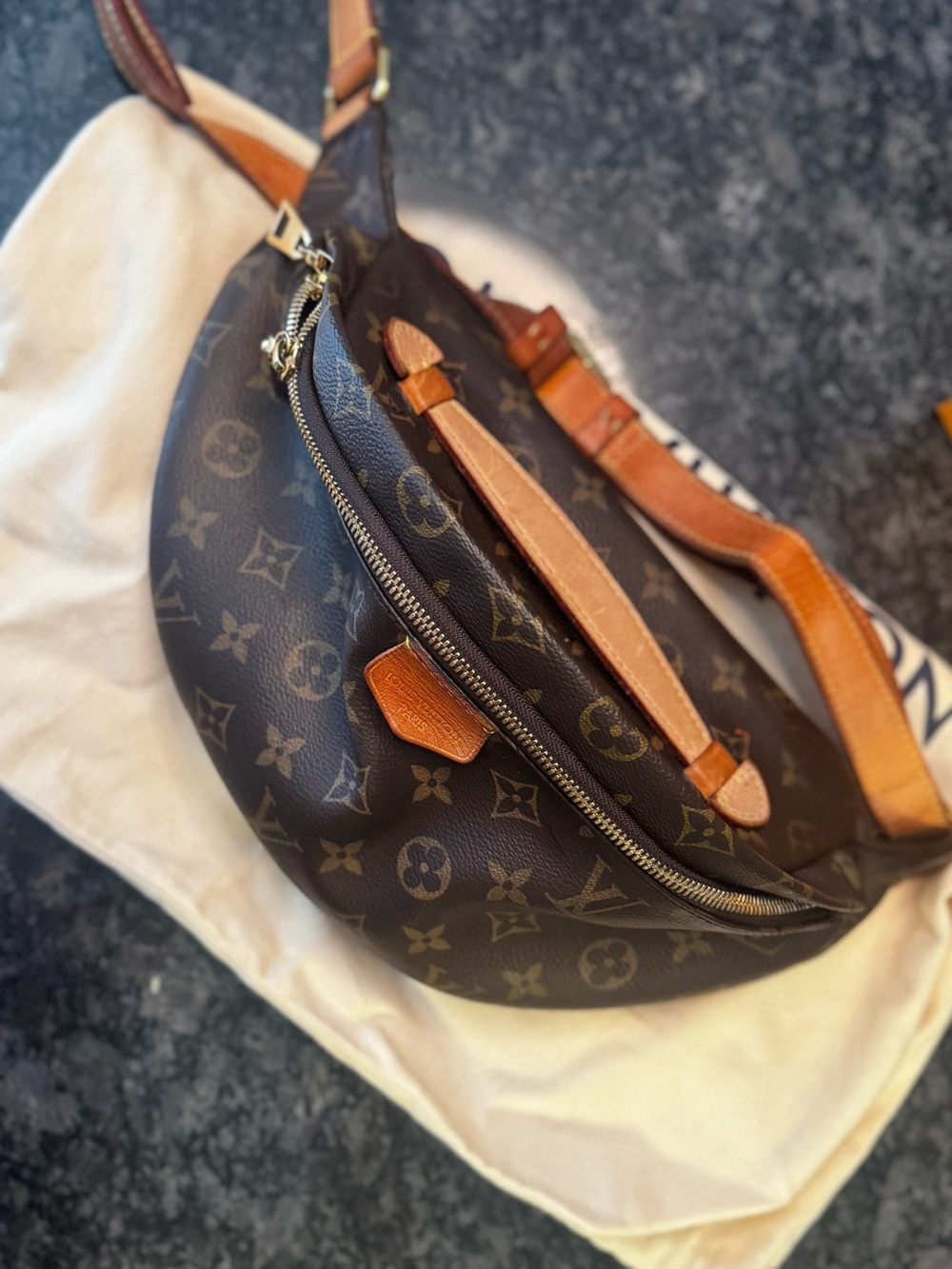 Louis Vuitton Monogram Canvas Crossbody in Brown with Tan Trim